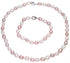 Zoetwater parel set bestaande uit een parelketting en parel armband met witte en roze parels en sterling zilver (925) | set Elynn