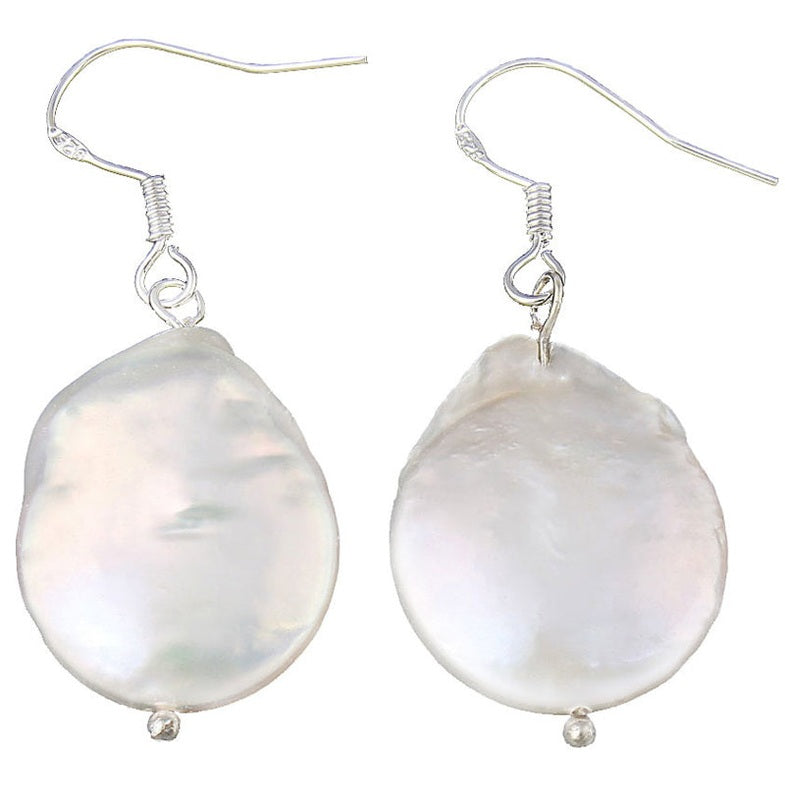 Zoetwater parel oorbellen met grote witte parels en sterling zilver (925) | Big Colly