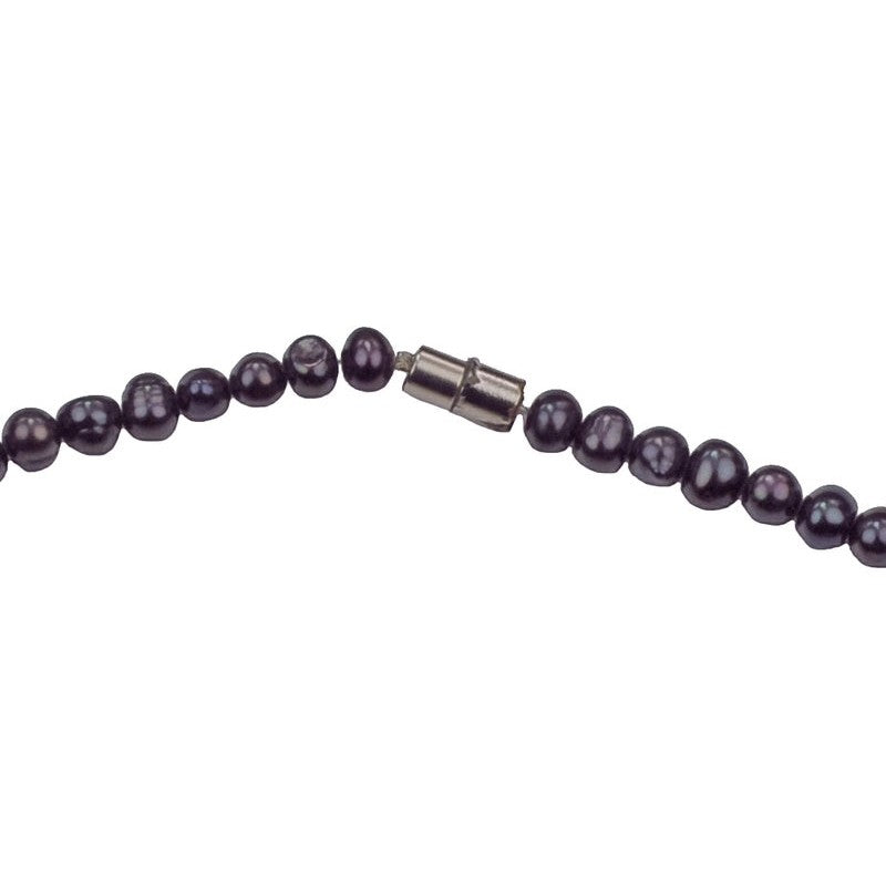 Magneetslotje van zoetwater parelketting met zwart bruine parels en zwart bruin koraal | Dana