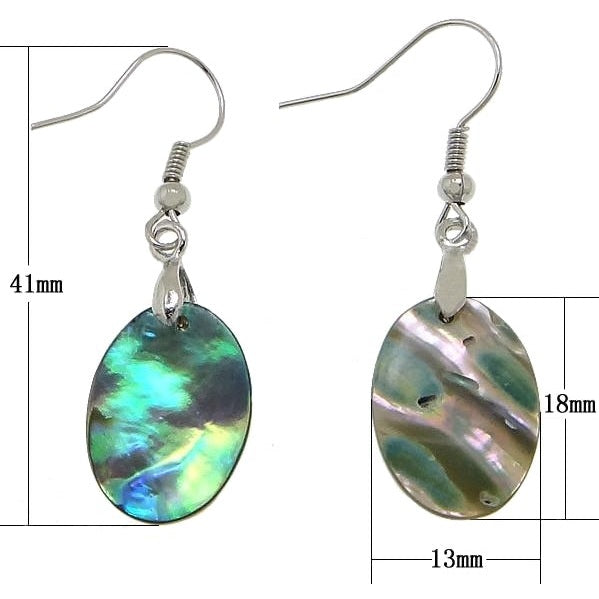 Parelmoeren oorbellen met ovale abaloon en sterling zilver 925 met maatindicatie  | Abalone Light Oval