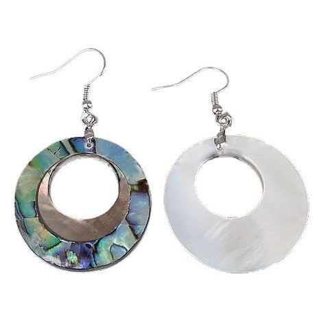 Parelmoeren oorbellen met abaloon en sterling zilver 925 voor en achterzijde | Abalone Donut