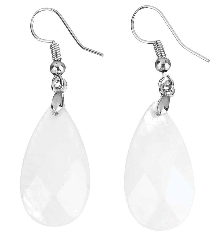 Witte edelstenen oorbellen met bergkristal en sterling zilver (925) | Facet Clear Crystal