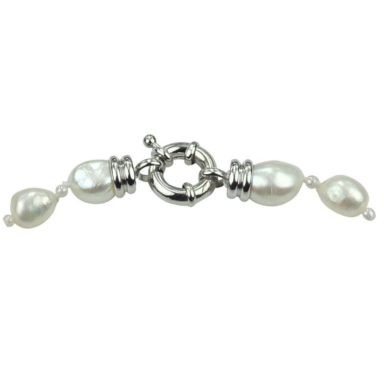 Slotje van zoetwater parelketting met witte parels en kralen met Delfts blauwe motief | Holland Glorie Twine White