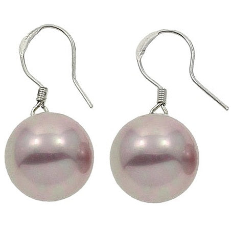 Mother of pearl parel oorbellen met oud roze parel | Wire Shiny Ball Pink