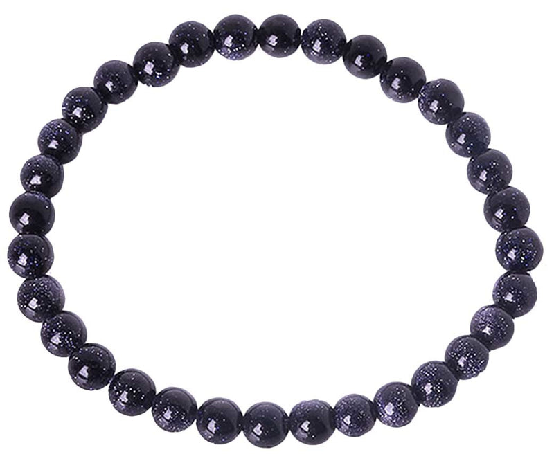Donke blauw edelstenen armband met goudsteen / goudvuur, elastisch | Small Blue Goldstone