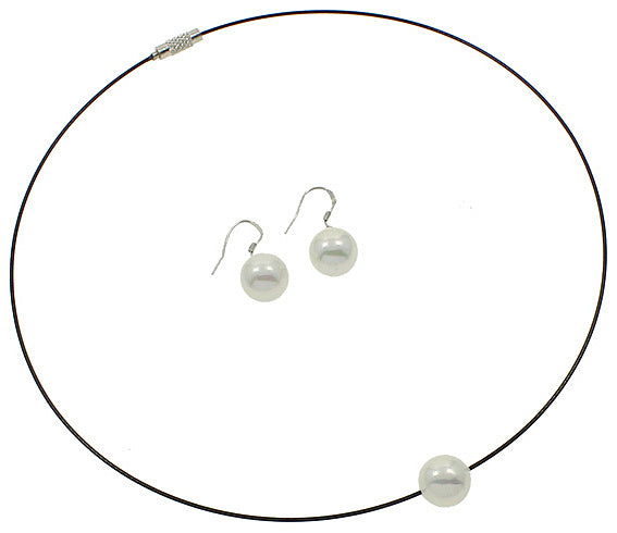 Mother of pearl parel set Wire Shiny Ball White