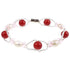 Wit zoetwater parel armband met magneetslot en roze en rode kralen | Recio