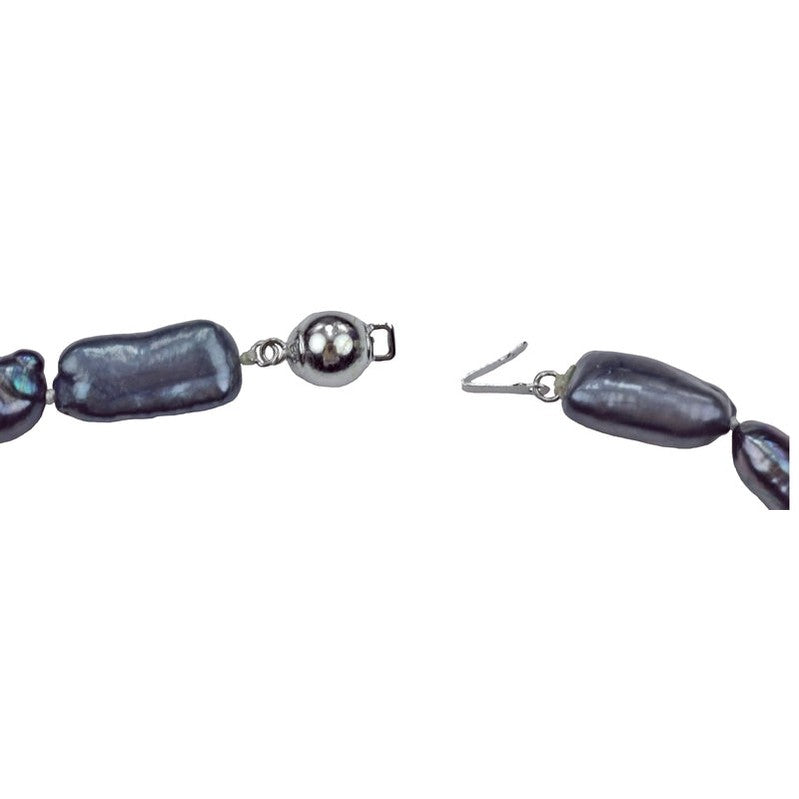 Slotje van zoetwater parelketting met bijzondere blauw zwarte parels en sterling zilver (925) | Black Princess