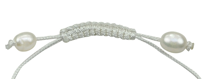 Sluiting van wit zoetwater parel armband, schuif armband met parels | White Pearl Cord