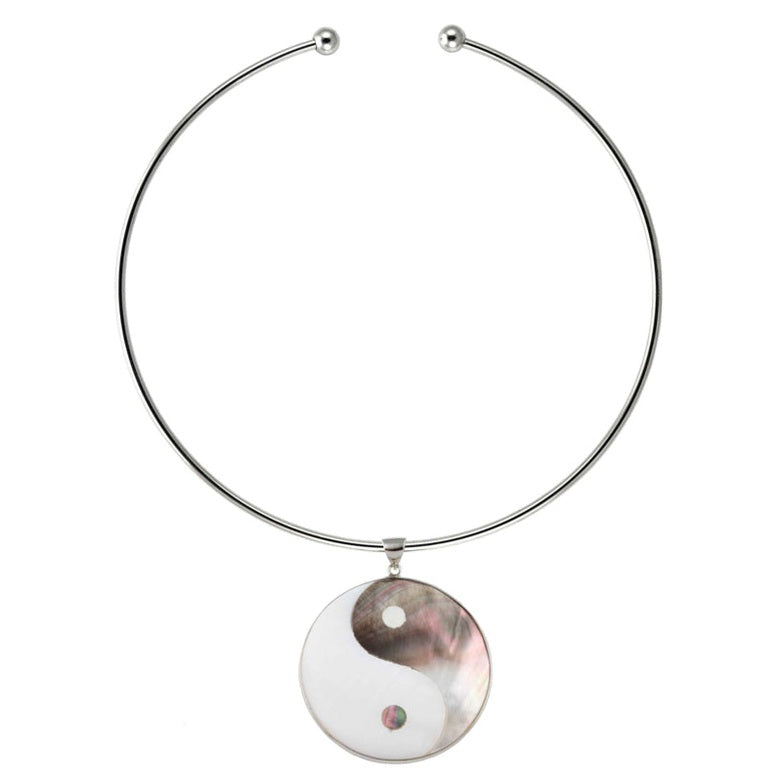 Parelmoeren ketting met grote Yin Yang hanger | Yin Yang Choker Big