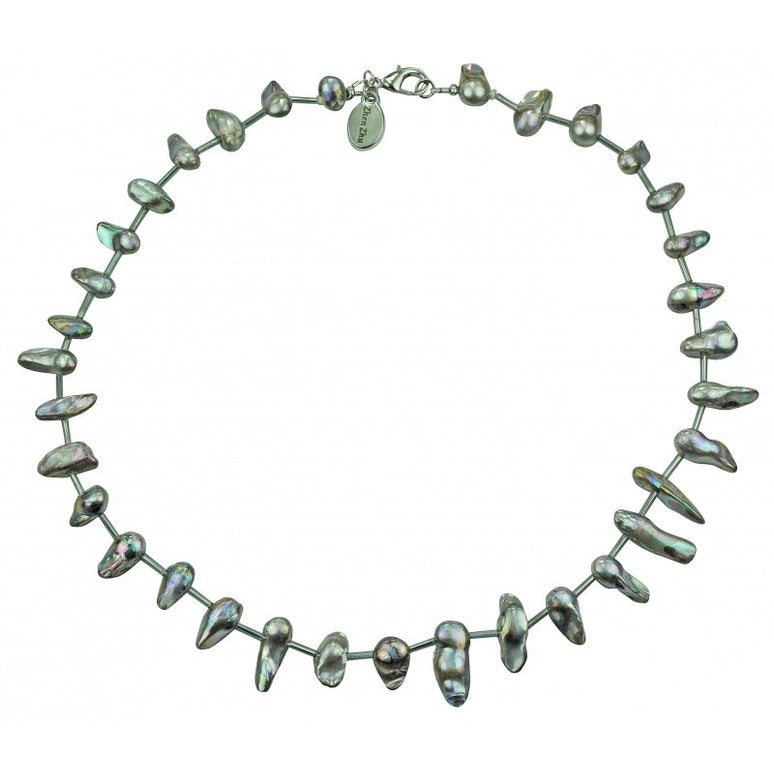 Zoetwater parelketting met grijze parels en sterling zilver (925) | Blsiter Stick AB Grey