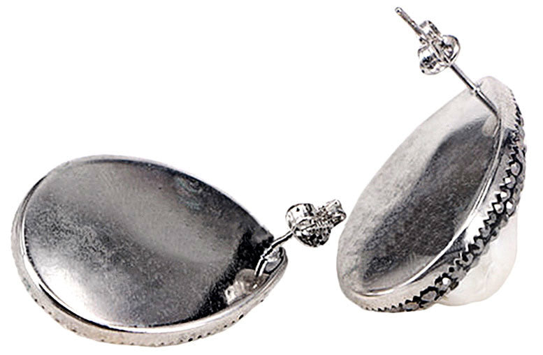Witte zoetwater parel oorknoppen met stras steentjes in druppel vorm, achterzijde | Bright Pearl Small Teardrop