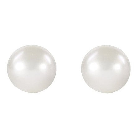 Witte zoetwater parel oorknopjes vooraanzicht | Cadeau set Single Pearl W