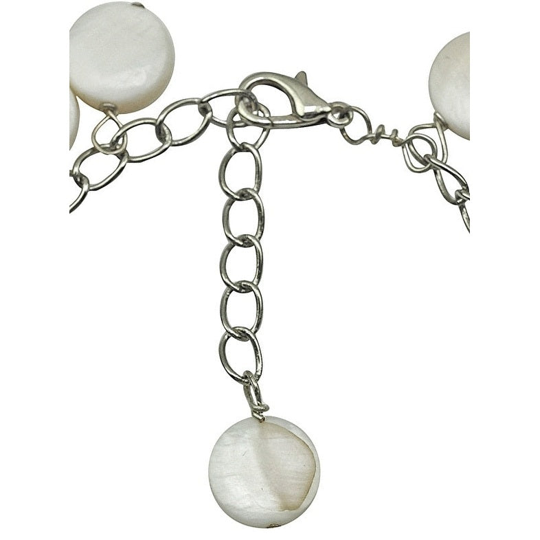 Slotje van wit parelmoeren bedelarmband | Shell Round White
