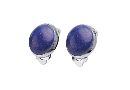 Blauwe edelstenen clips oorbellen met lapis lazuli vooraanzicht | Lapis Lazuli Clips