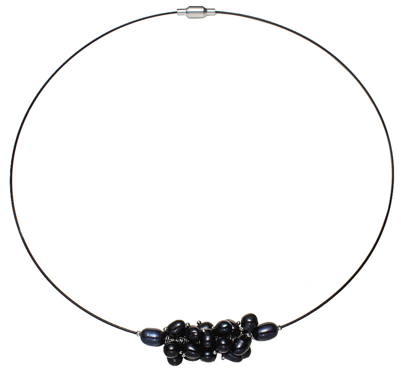 Zoetwater parelketting Black Oval Ball