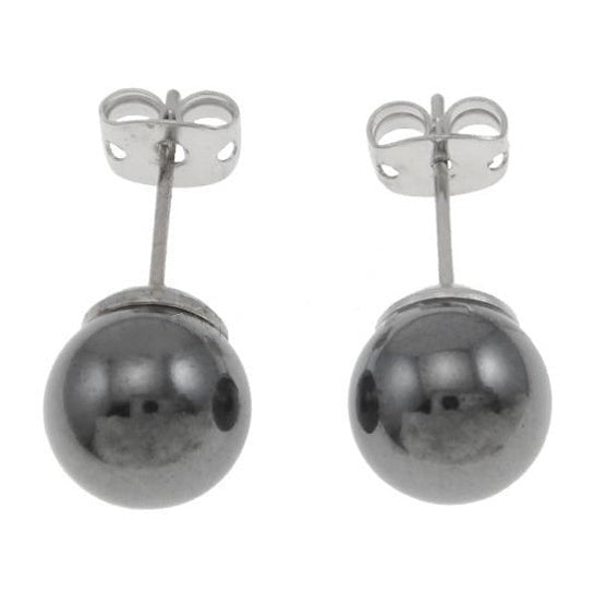 Zwarte edelstenen oorbellen met hematiet stenen, zwarte edelstenen oorknopjes 8 mm | Hematite Stud 8 mm