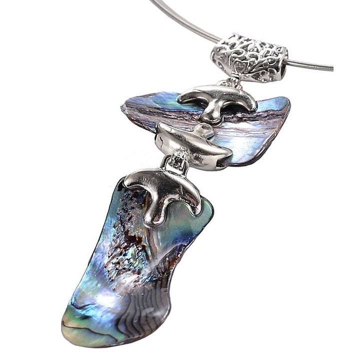 Ander detail van parelmoeren choker ketting met abaloon hanger | Shell Peacock