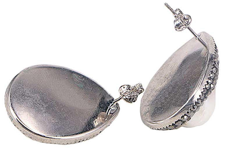 Witte zoetwater parel oorknoppen met stras steentjes, achterzijde | Bright Pearl Big Teardrop