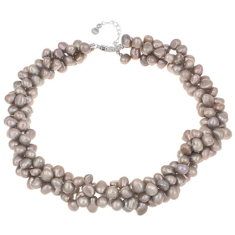 Bruin grijze zoetwater parelketting met 3 rijen parels | Agina