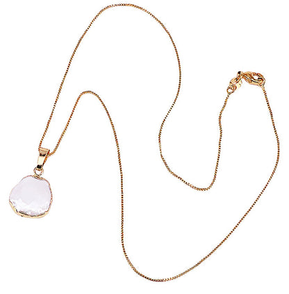 Zoetwater parelketting met witte parel hanger | One Gold Coin Pearl Chain