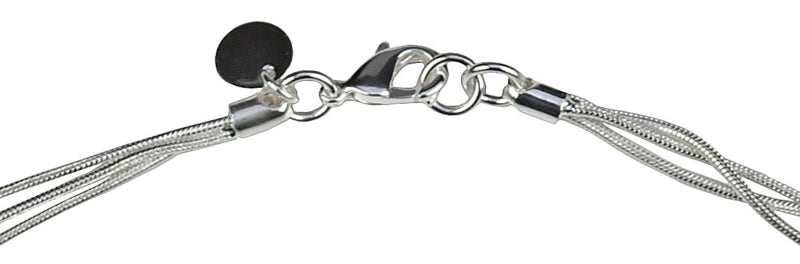 Slotje van verzilverde ketting met 3 kettingen met bolletje met hartjes motief | Silver Ball