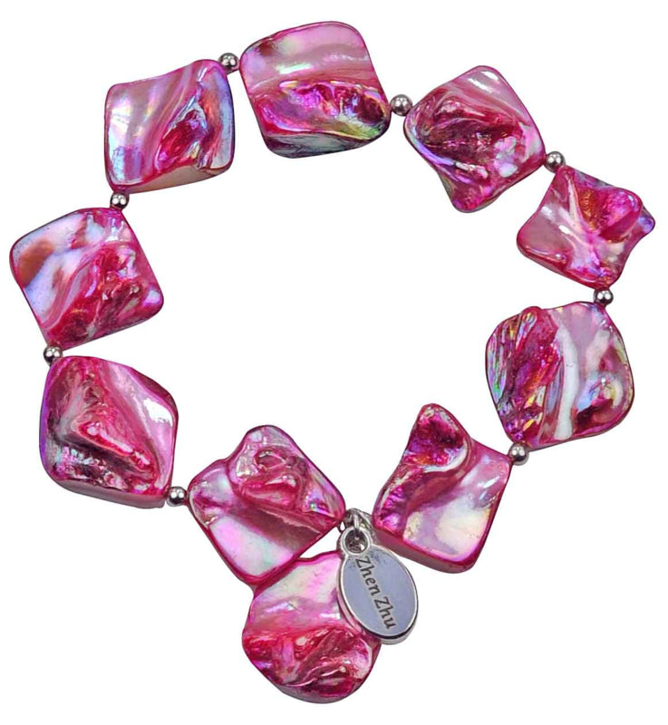 Parelmoeren set van ketting en armband Shell AB Pink