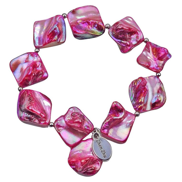 Pink gekleurde parelmoeren schelpen armband | Shell AB Pink