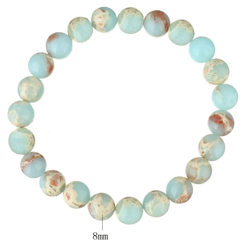 Edelstenen armband met shoushan met maatindicatie | Elastisch | Shoushan