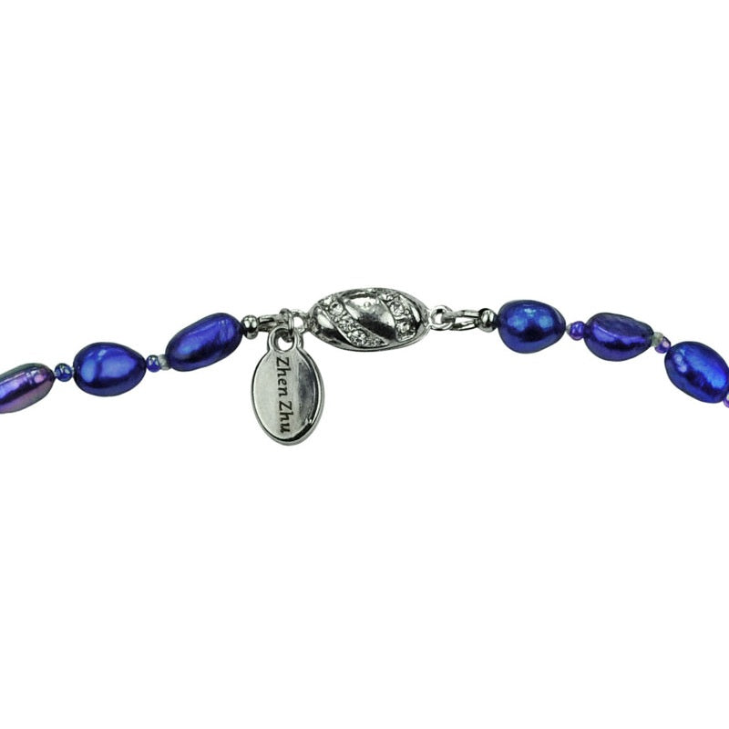 Magneetslotje van zoetwater parelketting met blauwe parels en  Delfts blauwe klomp | Hollands Glorie Klomp Blauw