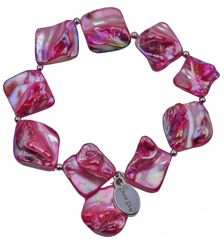 Parelmoeren set van armband en oorbel Shell AB Pink