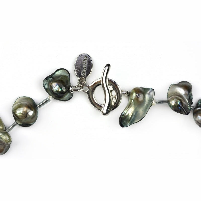 Slotje van zoetwater parelketting met grote grijze parels | Pearl Blister Grey