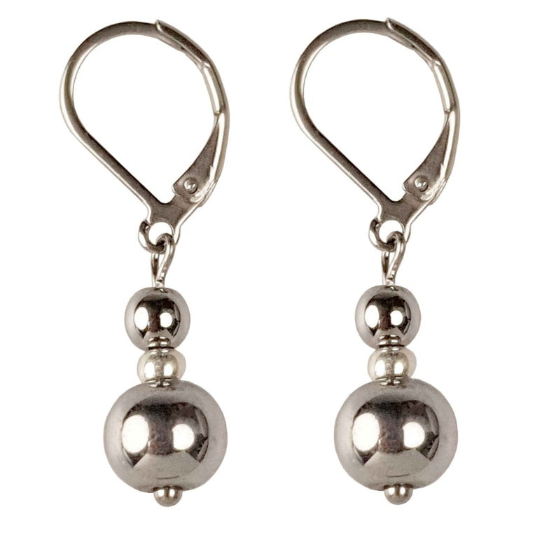 Edelstenen oorbellen met zilver hematiet en edelstaal | Bold Silver Hematite