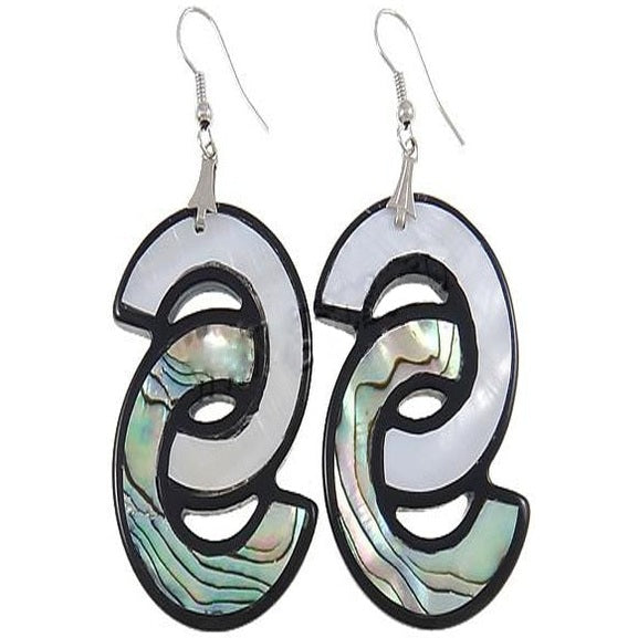 Parelmoeren oorbellen met abaloon en sterling zilveren 925 | Abalone Double C