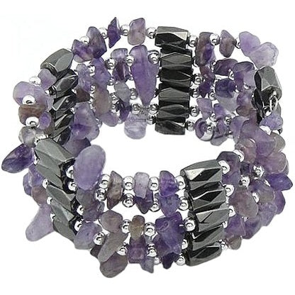 Paarse edelstenen armband met amethist en magnetiet | Wrap Magnetite Amethyst