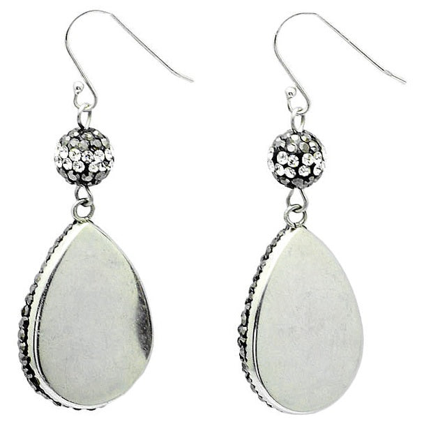 Edelstenen oorbellen met druzy agaat en sterling zilver (925), achterzijde | Bright Grey Crystal Agate Small