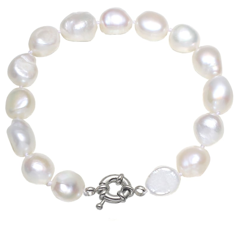 Witte zoetwater parel armband