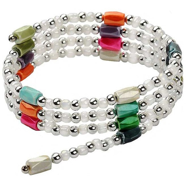 Edelstenen wikkelarmband met gekleurde magnetiet vooraanzicht | Color White Magnetite Wrap