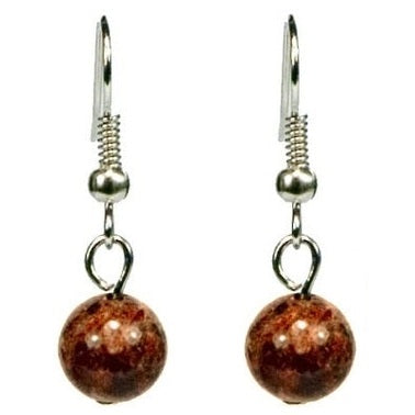 Bruine edelstenen oorbellen met jaspis en sterling zilver (925) | Dangling Leopard Jasper