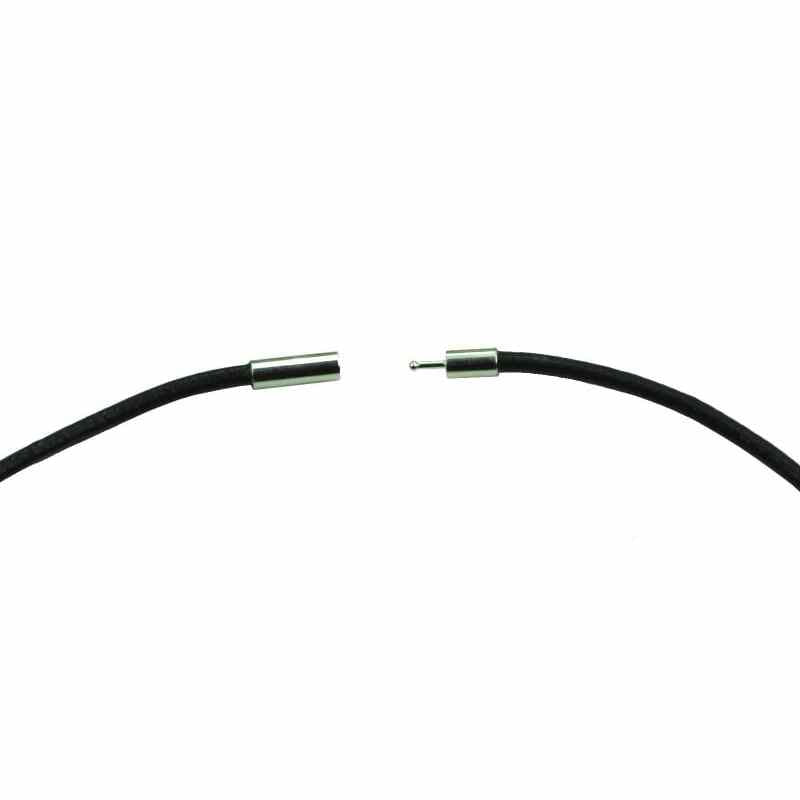 Slotje van zoetwater parelketting met grijs blauwe parel en zwart leer | Black Leather Pearl Grey