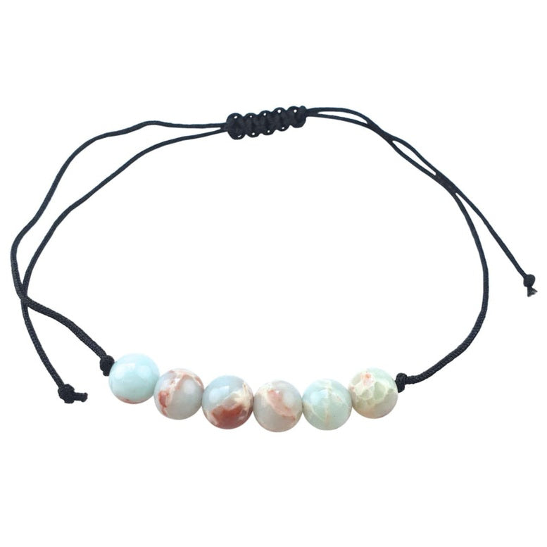 Edelstenen schuif armband met edelsteen Shoushan vooraanzicht | Shoushan Asjustable