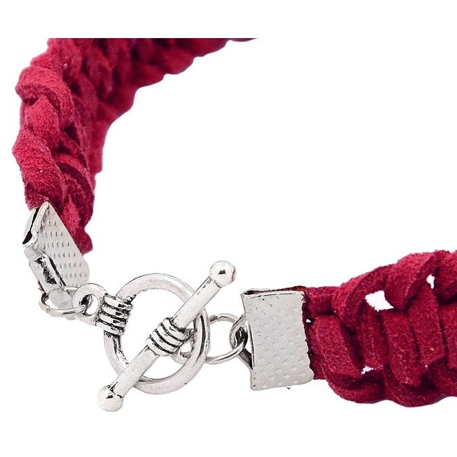 Slotje van wit zoetwater parel armband met rood suede | Pearl Red Suede