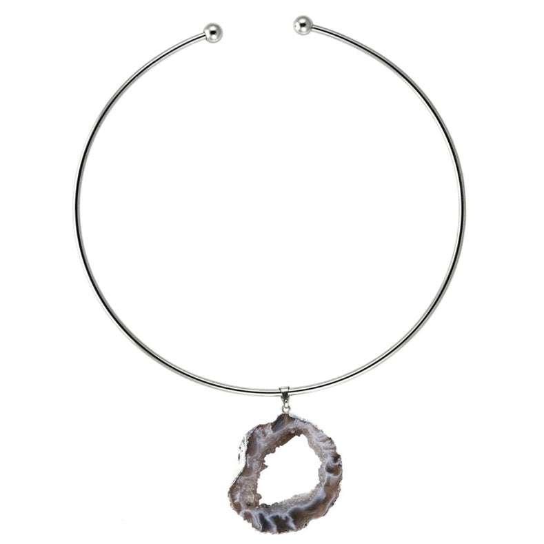 Grijze edelstenen ketting met ijskwarts | Ice Quartz Round