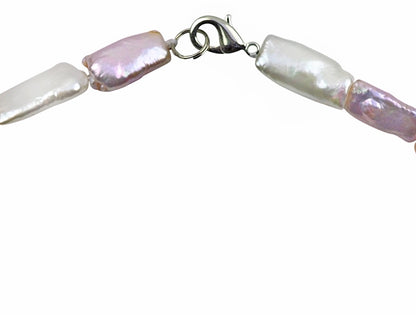 Slotje van zoetwater parel armband met rechthoekige pastel kleurige parels en sterling zilver (925) | Pearl Rectangle Soft Colors