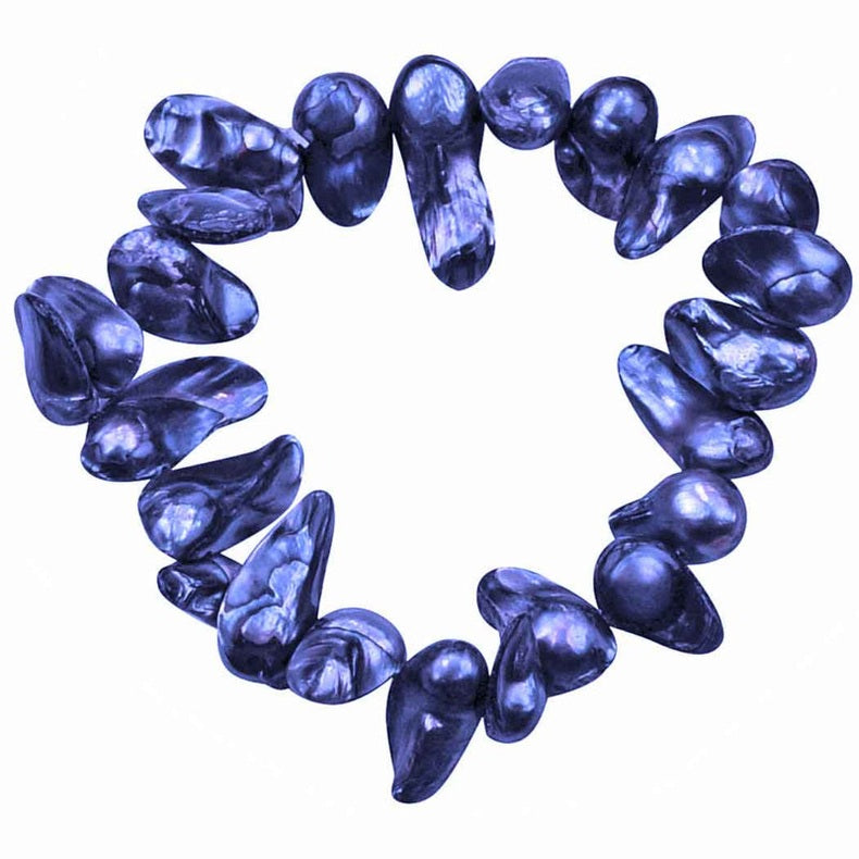 Zoetwater parel armband met cobalt blauwe parels, elastisch | Pearl Blister Cobalt Blue