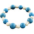 Wit zoetwater parel armband met edelsteen turkoois en stras steentjes, elastisch | Bling Pearl W Turquoise