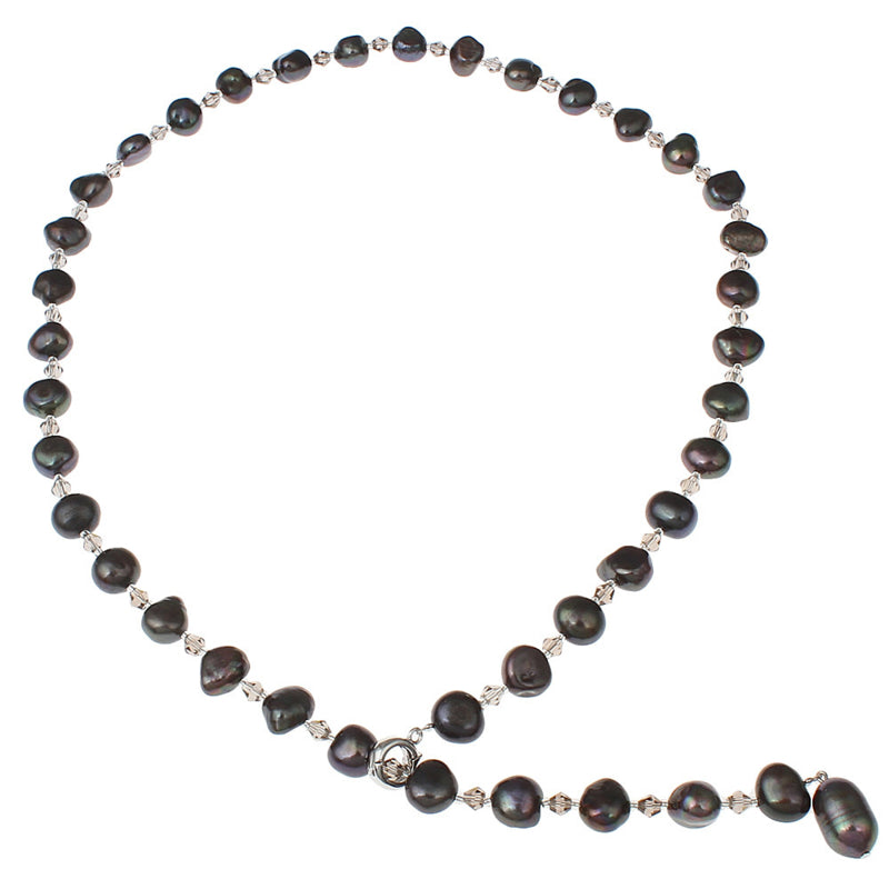 Zoetwater parelketting met zwarte parels | Adjustable Pearl Black