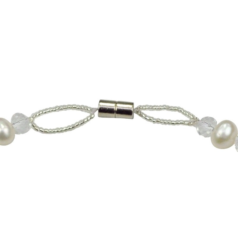 Magneetslotje van wit zoetwater parel armband | Wicio