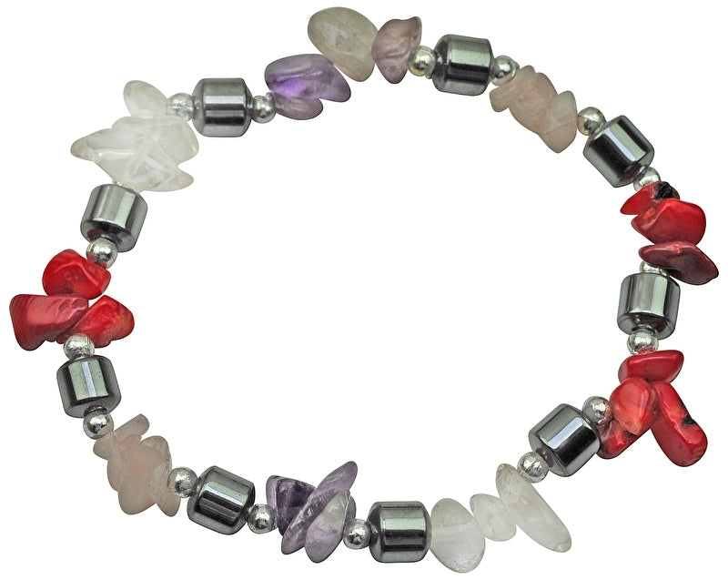 Edelstenen armband elastisch | Hematite Purple Red Gemstone