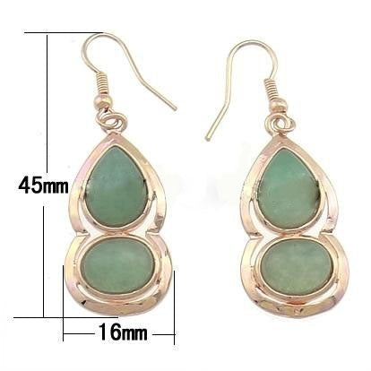Groen edelstenen oorbellen met aventurien en rosé goud met maat indicatie | Green Aventurine Gold
